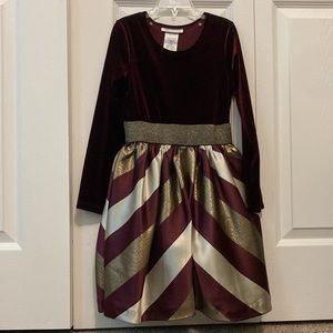 Girls Formal Burgandy silver and gold dress size 8